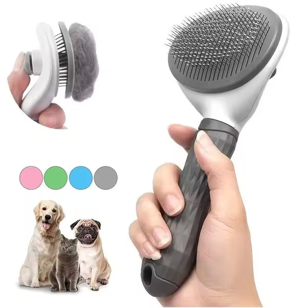 Self-Cleaning Pet Deshedding Brush — Painless Grooming for Dogs & Cats