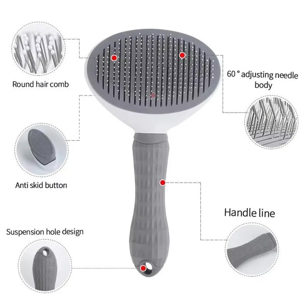 Self-Cleaning Pet Deshedding Brush — Painless Grooming for Dogs & Cats